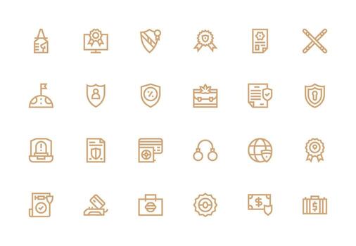 24 grueso línea línea vectores para seguro tema esencial íconos para rápido ui edificio