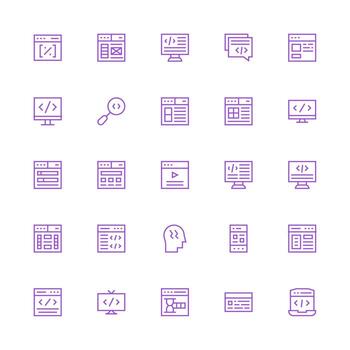 html diseño íconos presentando 25 en medio carrera contorno estilo de uso múltiple icono diseño paquete vector