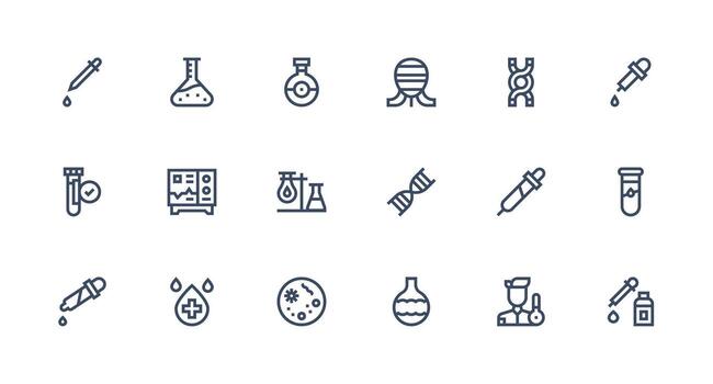 18 Strong Stroke Line Icons for Test Graphics Multi-Style Icon Collection vector