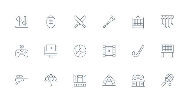 18 Minimal Line Icons for Play Graphics Reusable Icon Set vector