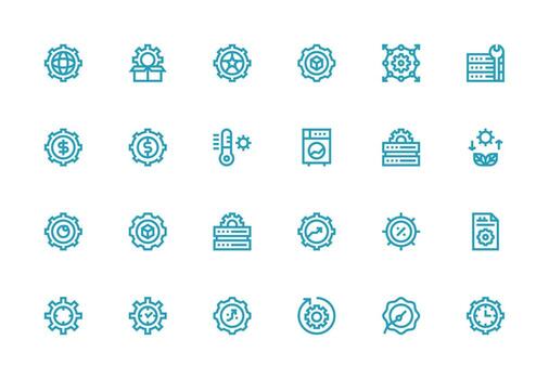 Optimization including 24 Thick Line Line Illustrations Scalable Icons for Cross-Platform Interfaces vector
