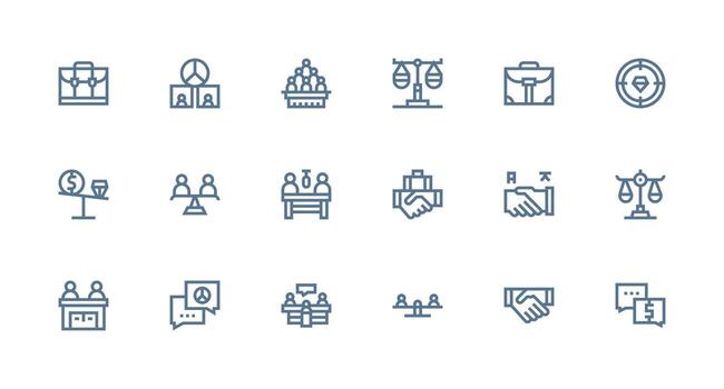18 Icons for Negotiation in Strong Stroke Line Format Complete Icon Set for Mobile Apps vector