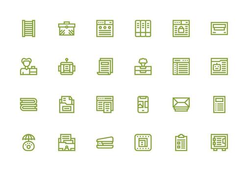 24 grueso línea línea íconos para archivos gráficos completar icono conjunto para móvil aplicaciones vector