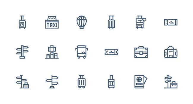 18 Icons for Trip in Strong Stroke Line Format Well-Structured Icons for Creative Use vector