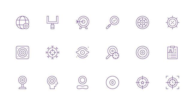 Objective Set with 18 Minimal Line Icons Interface Icons for Daily Use vector