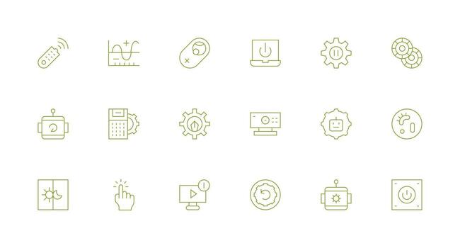Function including 18 Minimal Line Illustrations Icon Pack for UI vector