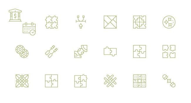 Interlocking featuring 18 Icons in Minimal Line Design Pixel Perfect Icon Set vector