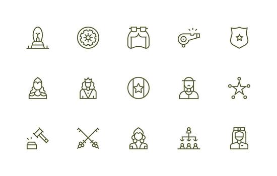 Regular Line Style Authority Icons with 15 Vectors Dashboard Icon Series
