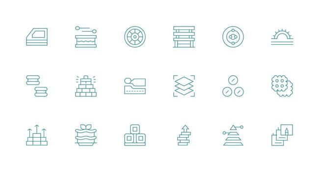 Layers Set with 18 Minimal Line Icons Scalable Icons for All Themes vector