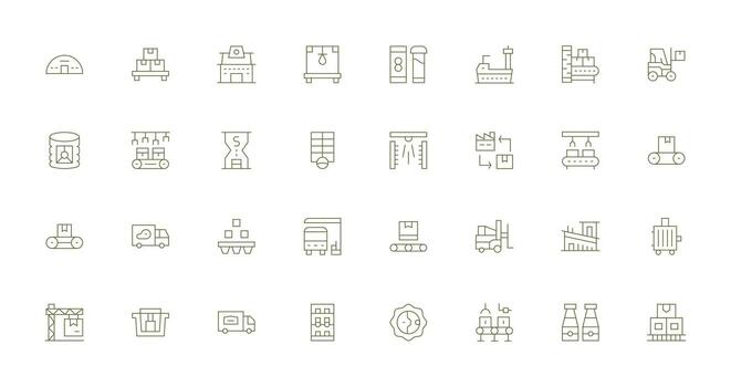 Supply Chain Icon Set with 32 Thin Line Graphics Full Icon Library for UI Designers vector