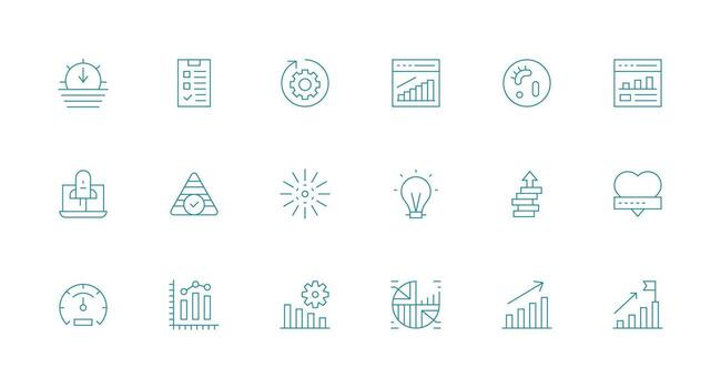Progress Bar Set with 18 Minimal Line Icons Organized Pack for Project Assets vector