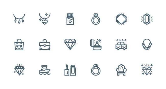 Luxury Icon Set with 18 Strong Stroke Line Graphics UI Icon Set vector