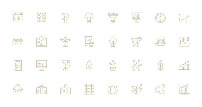 Thin Line Style Growth Icons with 32 Vectors UI Icon Set