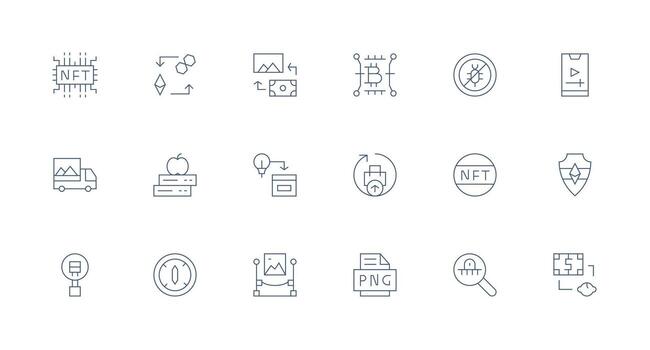 Digital Asset Design Icons featuring 18 in Minimal Line Style Clean Icon Collection for Web Use vector