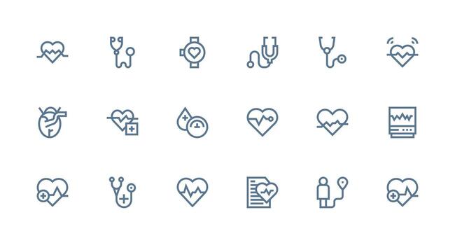 18 Icons for Pulse in Strong Stroke Line Format Organized Icon Pack for Quick Access vector