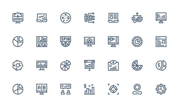 28 Bold Line Icons for Data Visualization Graphics Design Icon Pack vector