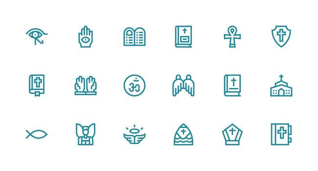 Strong Stroke Line Icons from Divine Set with 18 Vectors All-Purpose Icon Design Pack