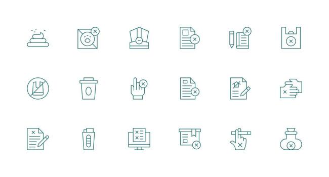 Refuse Icon Collection with 18 Minimal Line Designs Multi-Purpose Icon Set vector