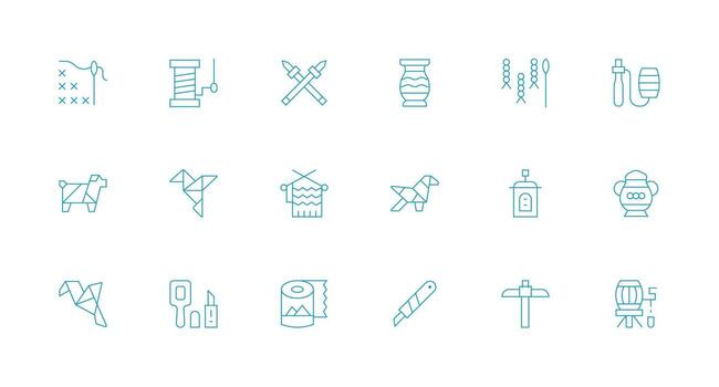 arte visual paquete conteniendo 18 mínimo línea íconos completar icono haz para web diseño vector