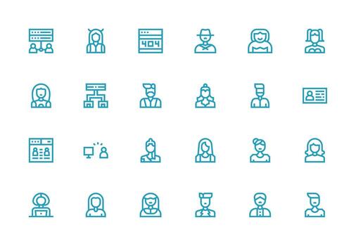 grueso línea línea íconos desde cliente conjunto con 24 vectores multi-estilo icono colección