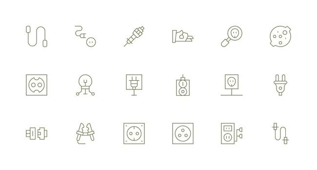 Socket Set with 18 Minimal Line Icons Scalable Icons for All Themes vector