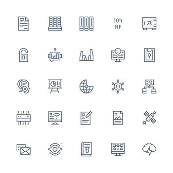 datos icono conjunto con 25 medio carrera contorno gráficos de múltiples fines icono conjunto vector