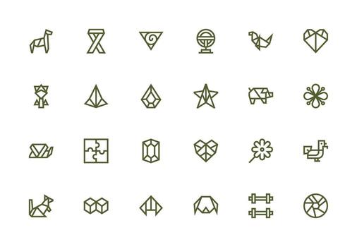 Shape Design Icons featuring 24 in Thick Line Line Style Reliable Icons for All Interfaces vector