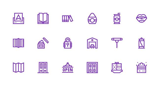 18 Strong Stroke Line Icons for Open Graphics Organized Pack for Project Assets vector