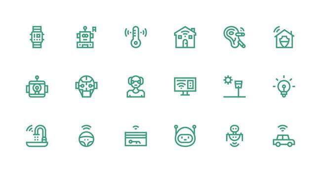 18 fuerte carrera línea estilo íconos desde inteligente colección íconos construido para visual consistencia paquete vector