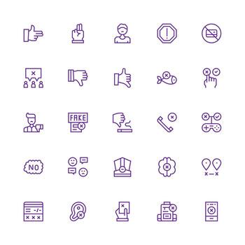 Reject Set with 25 Medium Stroke Outline Icons Multi-Style Icons for Creative Projects vector