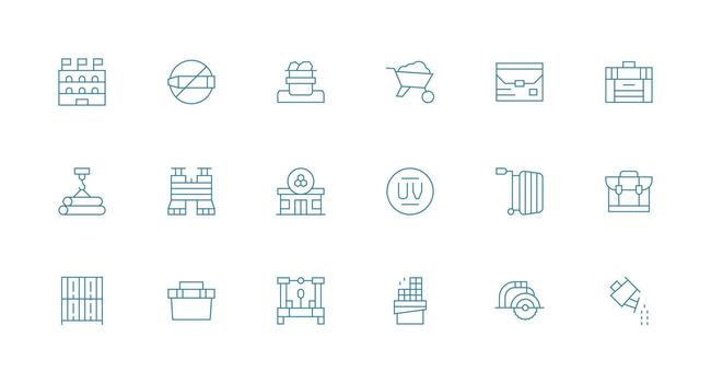 18 Minimal Line Style Icons from Materials Collection Complete Icon Bundle for Web Design vector