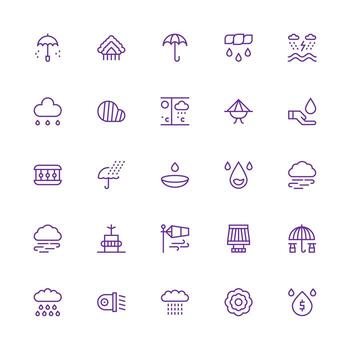 lluvia conjunto con 25 medio carrera contorno íconos icono conjunto para proyectos vector