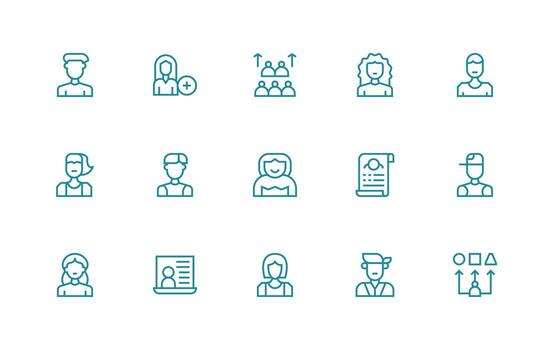 Signup Icon Collection with 15 Regular Line Designs UI Icon Set vector