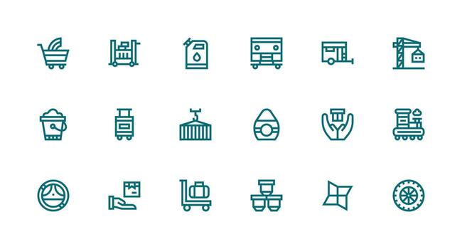 Strong Stroke Line Icons from Transporting Set with 18 Vectors Icon Pack for UI