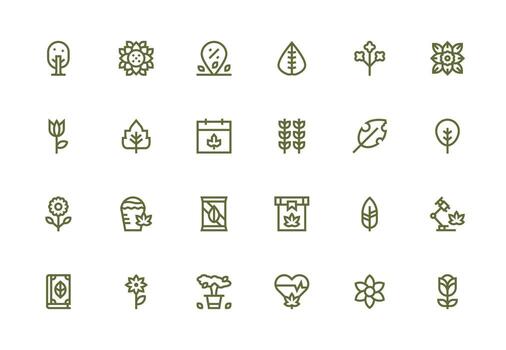 hoja icono conjunto con 24 grueso línea línea gráficos diseño Listo icono conjunto para equipos vector