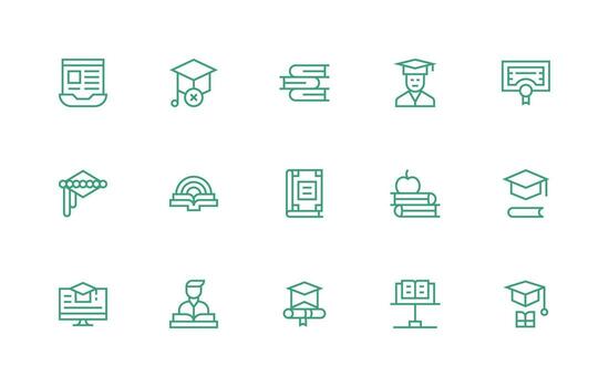 15 regular línea estilo íconos desde académico colección agudo íconos para presentaciones vector