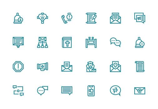 mensaje conjunto con 24 grueso línea línea íconos interfaz íconos para diario utilizar vector