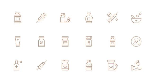 18 Icons for Drug in Minimal Line Format Creative Icon Set vector