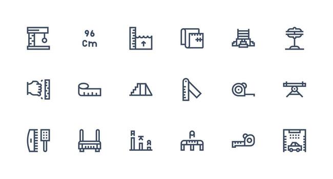 Strong Stroke Line Icons from Height Set with 18 Vectors Flat Icon Set