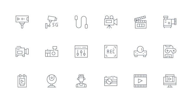 Icon Set with 18 Minimal Line Graphics Icon Set vector