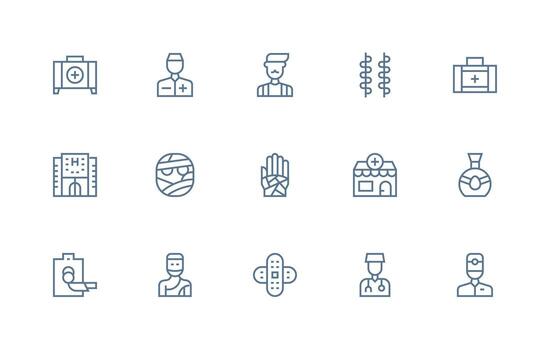 15 Regular Line Vectors for First Aid Theme Neatly Designed Icons for Web Platforms