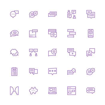 Reply Icon Collection with 25 Medium Stroke Outline Designs Balanced Icon Set for Functional Design vector