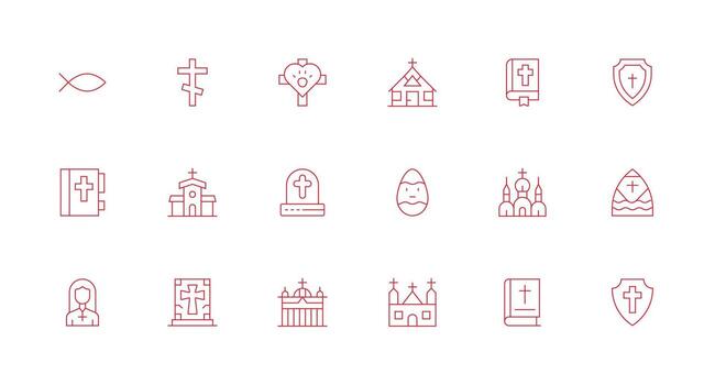 Christian Icon Collection with 18 Minimal Line Designs Core Icon Collection for Daily Tasks vector