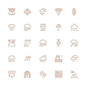 25 medio carrera contorno vectores para lluvia tema rápido acceso íconos para ui desarrollo