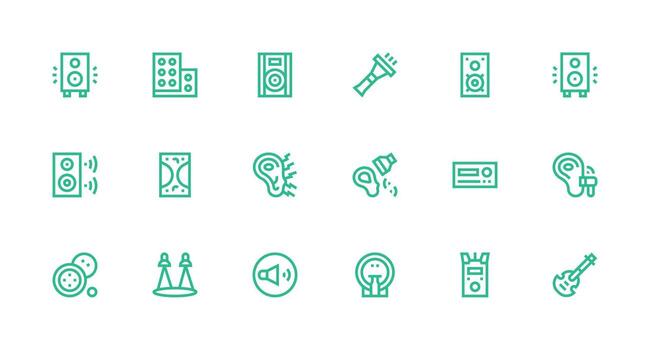 Amplifier Icon Collection with 18 Strong Stroke Line Designs UI Icon Set vector
