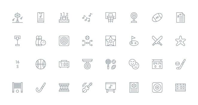 Puntuación icono colección con 32 Delgado línea diseños simplificado icono paquete para visual herramientas vector