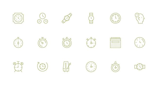 18 Minimal Line Designs for Timekeeping Icons Multi-Purpose Icon Pack for Templates vector