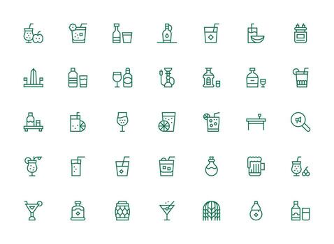 Glass Set with 35 Regular Clean Line Icons Essential Icons for Rapid UI Building vector