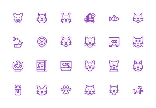 Pet Set with 24 Thick Line Line Icons Fully Editable Icon Set for Web vector
