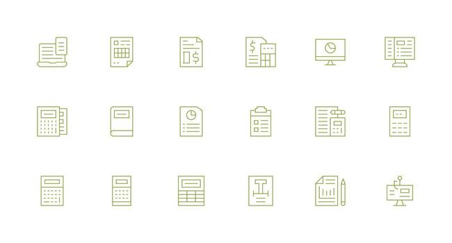 Spreadsheet Visual Pack containing 18 Minimal Line Icons Icon Set for Projects vector